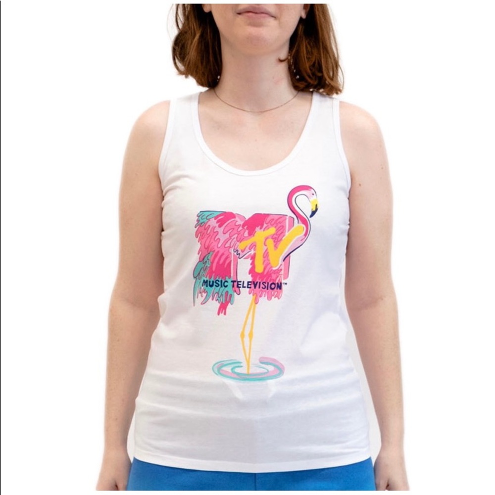 Juniors'  MTV Pink Flamingo Graphic Print Racerback Tank Top